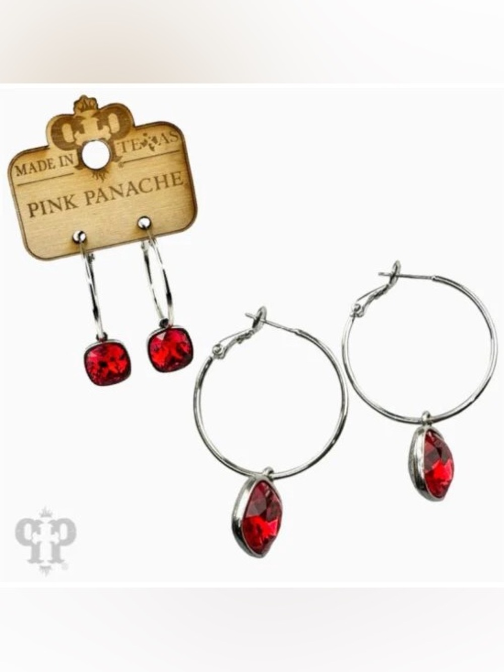 BRAND NEW WITH TAGS Red Crystal Medium Hoop Earrings – Pink Panach